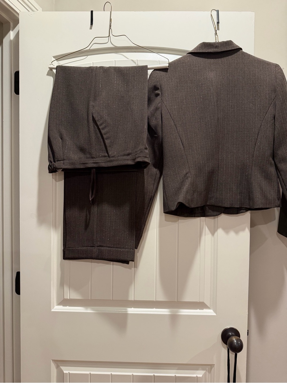Danny & Nicole Brown Pinstripe Two-Piece Pantsuit